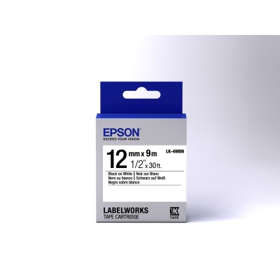 Nastro Epson Laminato Nero Su Bianco C53S654021 LK-4WBN 12mm x 9m