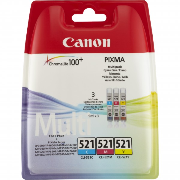 Multipack Canon ciano / magenta / giallo CLI-521z 2934B010