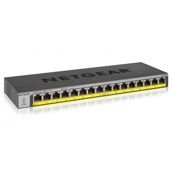 Switch NETGEAR GS116PP Non gestito Gigabit Ethernet 10/100/1000 Supporto Power over Ethernet (PoE) Nero