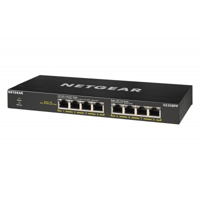 Switch NETGEAR GS308PP Non gestito Gigabit Ethernet 10 100 1000 Supporto Power over Ethernet (PoE) Nero