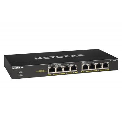 Switch NETGEAR GS308PP Non gestito Gigabit Ethernet 10 100 1000 Supporto Power over Ethernet (PoE) Nero