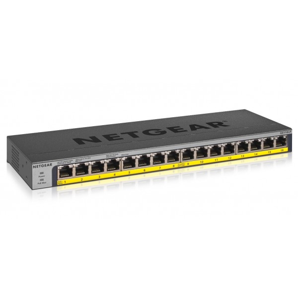 Switch NETGEAR GS116LP Non gestito Gigabit Ethernet 10/100/1000 Supporto Power over Ethernet (PoE) Nero