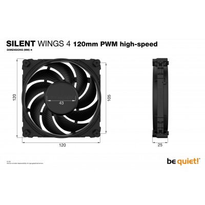 Ventola be quiet! Silent Wings 4 PWM 120mm Nero High Speed