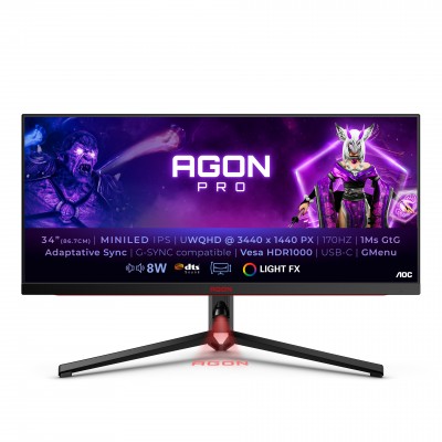 Monitor AOC AGON AG344UXM 34'' WQHD IPS Adaptive-Sync HDR Nero Rosso