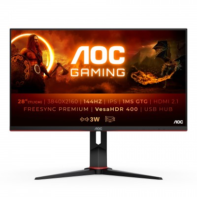 Monitor AOC U28G2XU2 BK 28'' UltraHD 4K IPS HDR Adaptive-Sync Nero Rosso