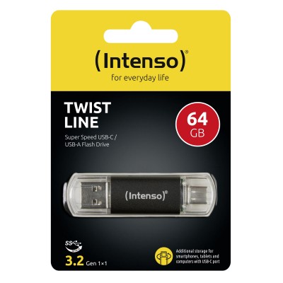 Pendrive Intenso Twist Line 64 GB  USB A 3.2 Gen 1 USB C 3.2 Gen 1