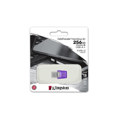 Pendrive Kingston DataTraveler microDuo 3C 256 GB USB A 3.2  viola