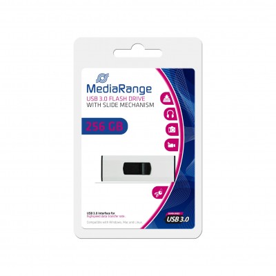 Pendrive MediaRange flash drive 256 GB USB A 3.2 argento nero