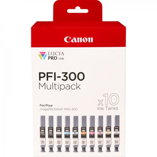 Canon Multipack Nero  / ciano / magenta / giallo / ciano / magenta / Rosso / Grigio / Trasparente PFI300 10color 4192C008