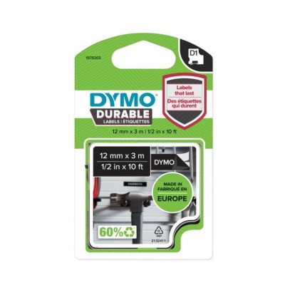 Nastro DYMO Nero su bianco 1978365 D1 Durable Etichette Bianco su nero 12mm x 3m