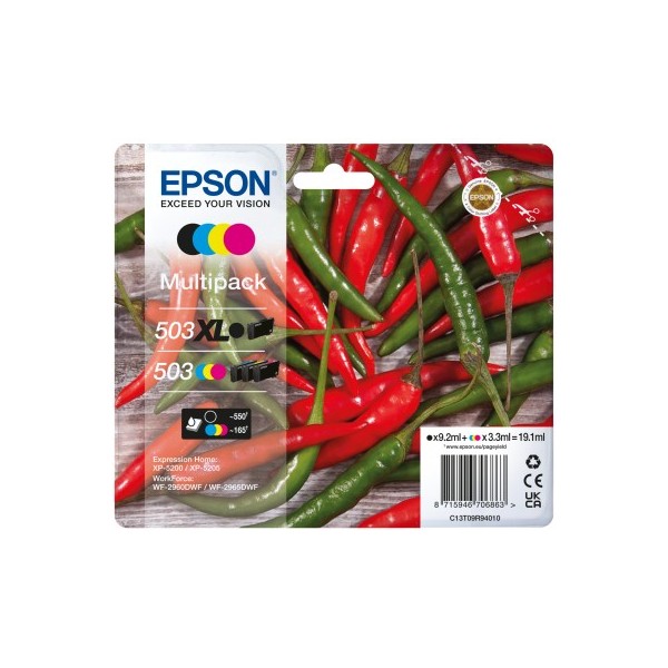 Multipack Epson nero / ciano / magenta / giallo C13T09R94010 503 XL/503 ~1045 pagine 6,4ml