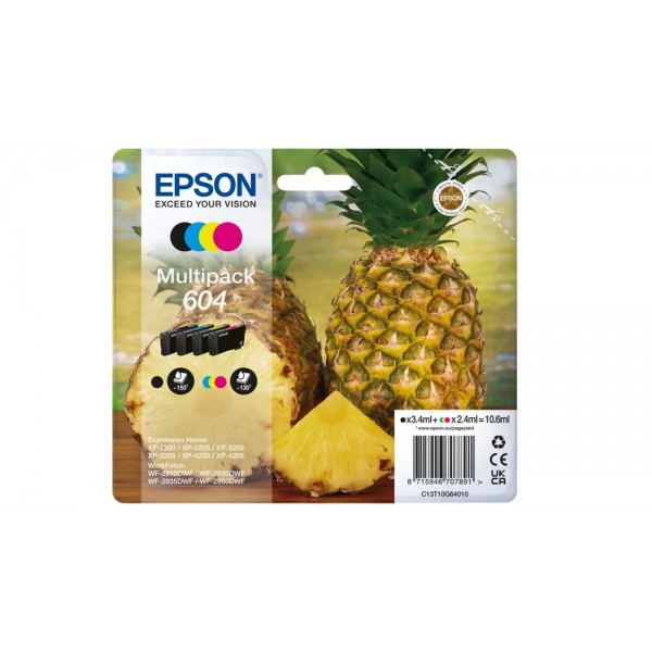 Multipack Epson nero / ciano / magenta / giallo C13T10G64010 604 ~540 pagine 2,4ml