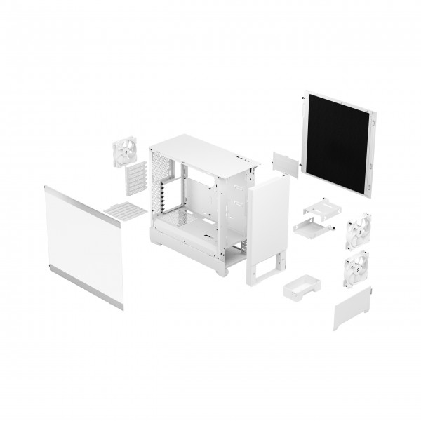 Case Fractal Design Pop Silent White TG Clear Tint Bianco Midi Tower Vetro Temperato