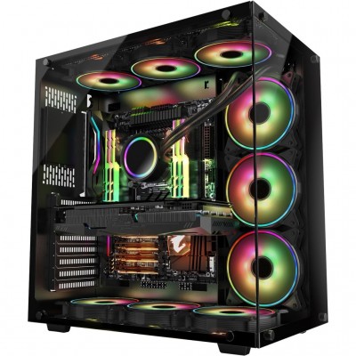 Case Inter-Tech C-701 Panorama Nero Vetro Temperato Midi Tower