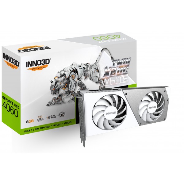 Scheda Video INNO3D  GeForce RTX 4060 Twin X2 OC bianco 8192 MB GDDR6