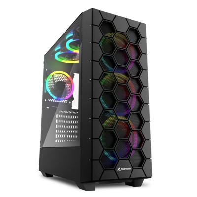 Case Sharkoon RGB HEX Nero Vetro Temperato Midi Tower