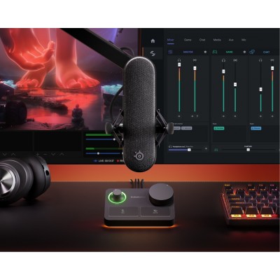 Microfono Steelseries Alias ​​Pro Streaming Stream Mixer Nero