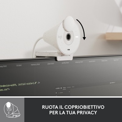 Webcam Logitech Brio 300 webcam 2 MP 1920 x 1080 Pixel USB-C Bianco