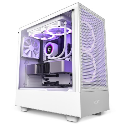 Case NZXT H5 Flow Midi-Tower Vetro Temperato Bianco Opaco