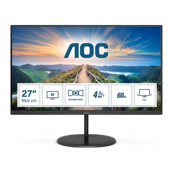 Monitor AOC U27V4EA 27'' UltraHD/4K IPS Adaptive-Sync HDMI LED Nero