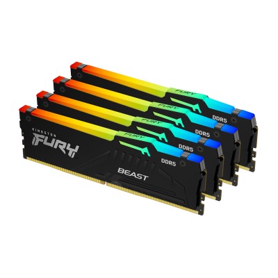 Ram KINGSTON FURY BEAST DDR5 5200MHz 128GB (4x32) RGB XMP 3.0 CL40 NERO