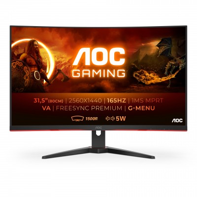 Monitor AOC CQ32G2SE BK 32'' QHD VA AMD Free-Sync Nero Rosso