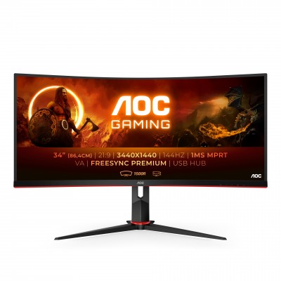 Monitor AOC CU34G2X BK 34'' UWQHD VA AMD Free-Sync Curvo Nero