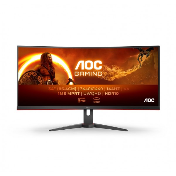 Monitor AOC CU34G2XE/BK 34'' UWQHD VA Nero Opaco/Rosso