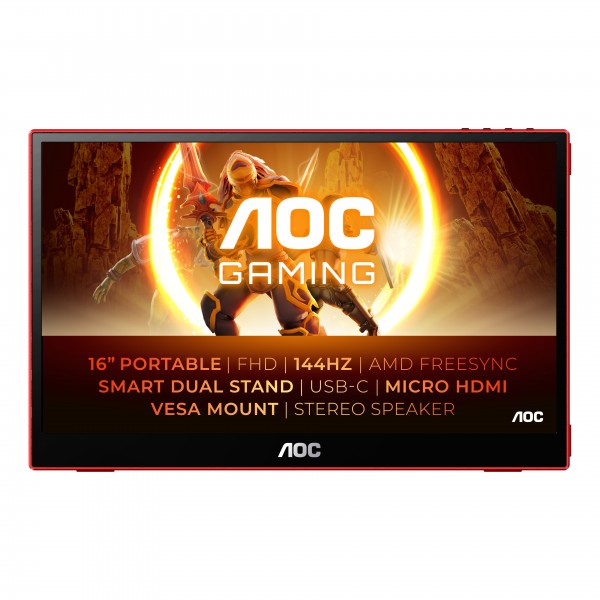 Monitor AOC GAMING 16G3 16'' FullHD IPS AMD Free-Sync Nero/Rosso