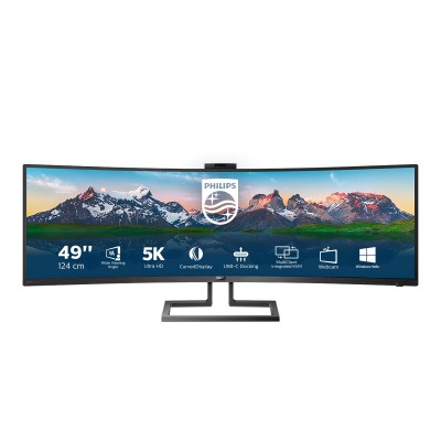 Monitor Philips 499P9H 00 49'' Dual QHD VA Curvo USB-C Webcam LED Nero