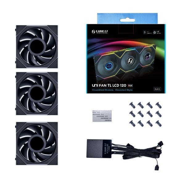 Ventola LIAN LI Uni FAN TL LCD Nera 120mm A-RGB Kit Da 3