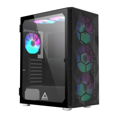 Case Montech X3 Mesh Midi-Tower RGB Vetro Temperato Nero