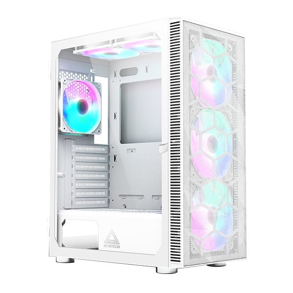 Case Montech X3 Mesh Midi-Tower RGB Vetro Temperato Bianco