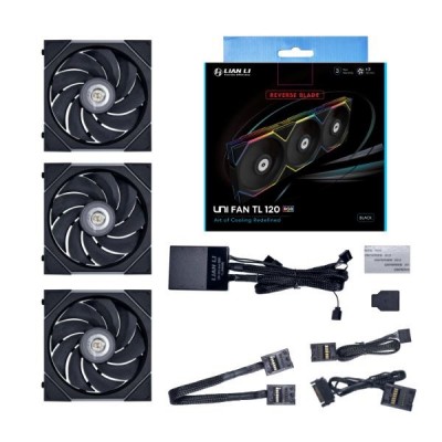 Ventola LIAN LI Uni FAN TL Nera Lama Inversa 120mm A-RGB Kit Da 3