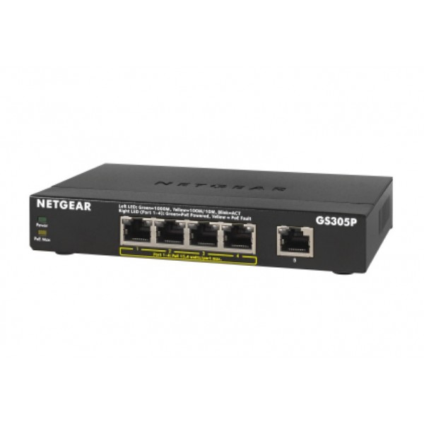 Switch NETGEAR Desktop Gigabit 4-port 10/100/1000 GS305P-200PES