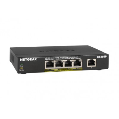 Switch NETGEAR Desktop Gigabit 4-port 10 100 1000 GS305P-200PES