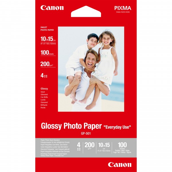 ORIGINAL Canon Carta Bianco 0775B003 GP-501 carta fotografica, 10 x 15 cm, 210 g/m², 100 pagine, glossy