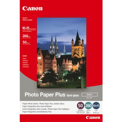 ORIGINAL Canon Carta Bianco 1686B015 SG-201 carta fotografica, 10 x 15 cm, 260 gr m², 50 pagine, semigloss