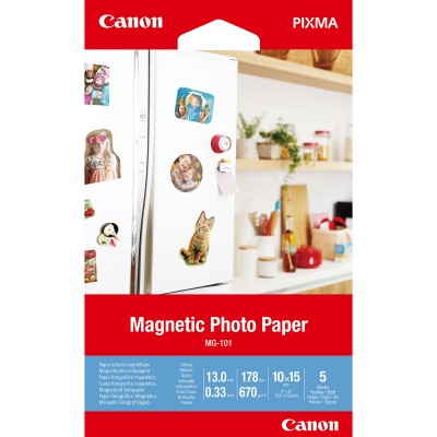 ORIGINAL Canon Carta Bianco 3634C002 MG-101 A6 Carta fotografica magnetica, 10 x 15 cm, 5 fogli, 670 g m².