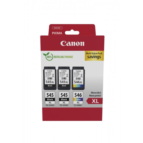 Value Pack Canon nero / differenti colori / Bianco PG-545XL+CL-546XL