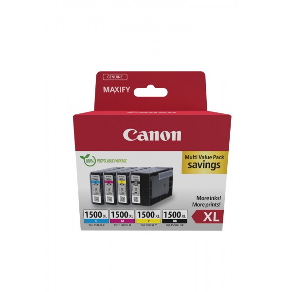 Multipack Canon nero / ciano / magenta / giallo PGI-1500 XL 9182B010 3935 pagine