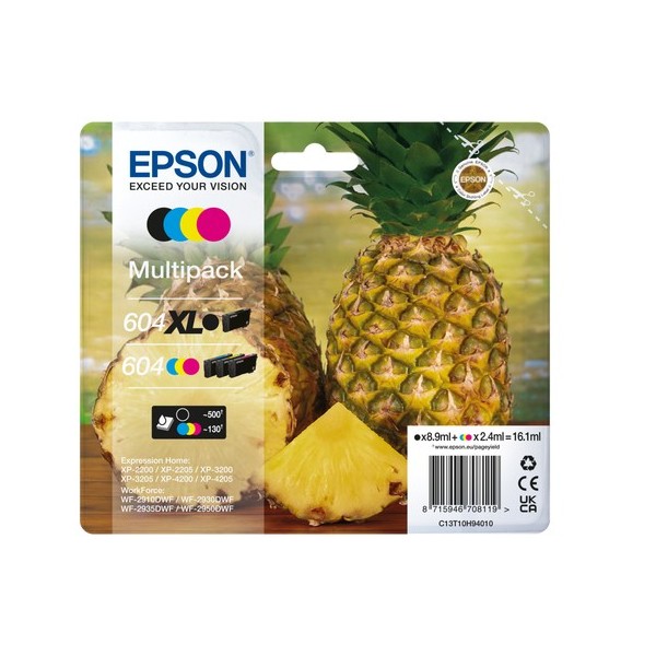 Multipack Epson nero / ciano / magenta / giallo C13T10H94010 604 XL 890 pagine 2,4ml