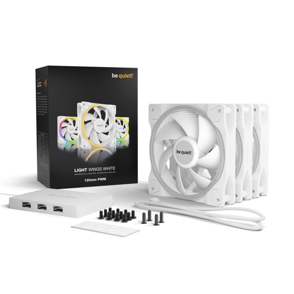 Ventola be quiet! Light Wings ARGB PWM 120mm Kit da 3 Bianco