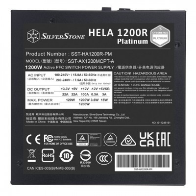 Alimentatore SilverStone HELA 1200R Platinum Cybenetics Platinum ATX 3.0 1200 W