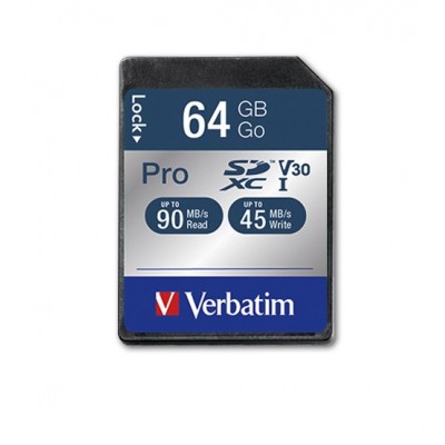 SCHEDA SDXC VERBATIM 64GB PRO UHS-I CLASS 10