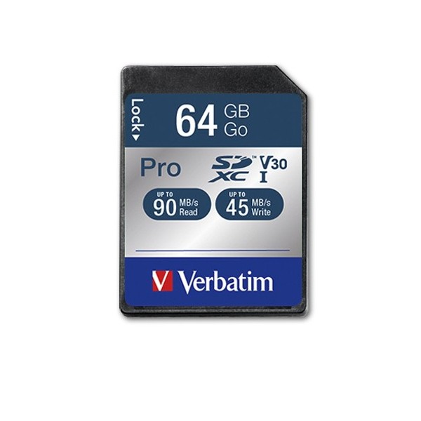 SCHEDA SDXC VERBATIM 64GB PRO UHS-I CLASS 10