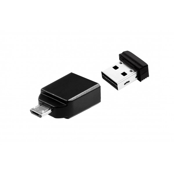 USB VERBATIM 16GB DRIVE 2.0 NANO STORE N STAY + OTG ADAPTER