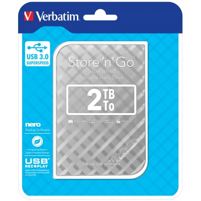 HARD DISK ESTERNO VERBATIM 2TB STORE N GO 2.5 GEN 2 USB 3.0 SILVER