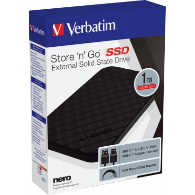 HARD DISK ESTERNO VERBATIM 1TB STORE N GO PORTABLE USB 3.2 GEN1 BLACK