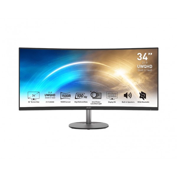 MONITOR MSI PRO MP341CQDE 34" 3440 x 1440 pixel 100Mhz